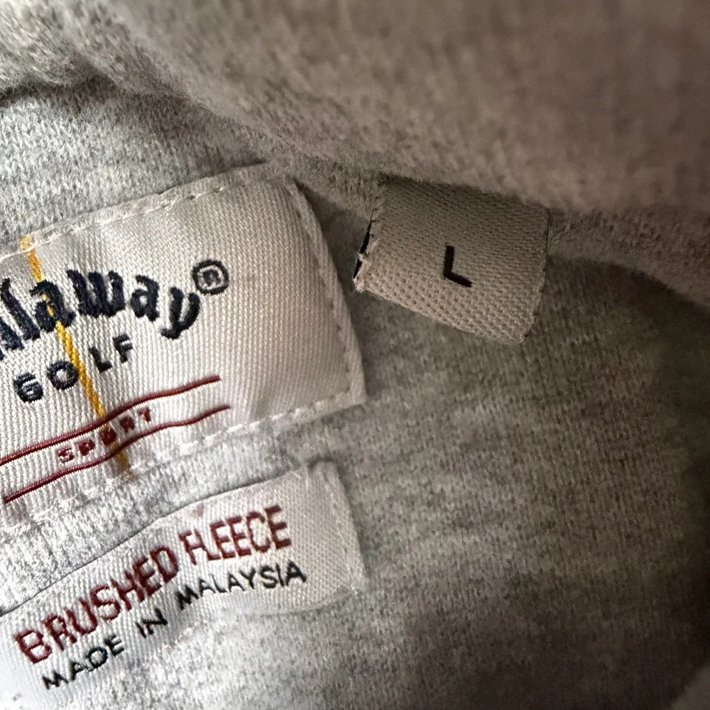 Callaway Golf Sport Mens Large Gray Brushed Fleece Quarter Zip Pullover Sweater